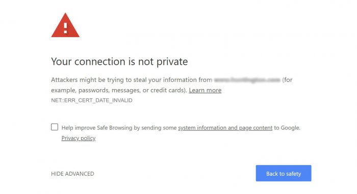 Unsecure Website Message Google 2019