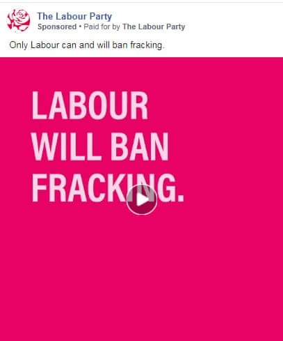 Screenshot of Labour paid campaign on Facebook