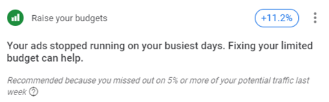 Raise your budgets optimization score recommendation