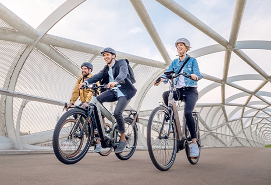 Three People Cycling on Bosch E-Bikes