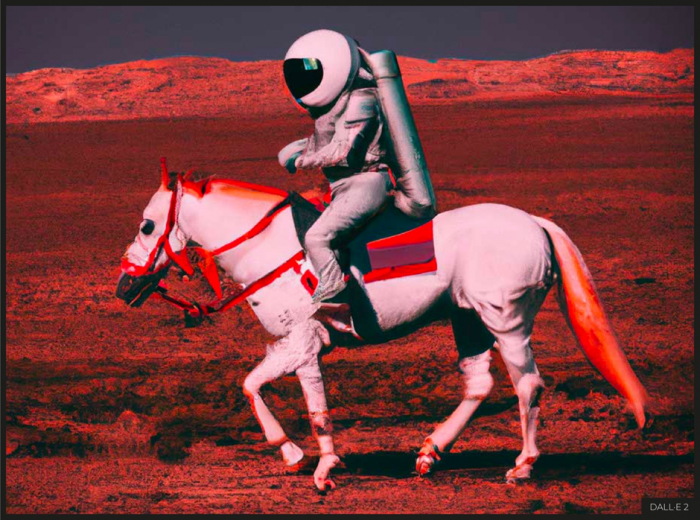 An astronaut riding a horse in a photorealistic style made using AI Art