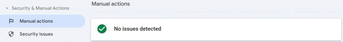 Manual actions report on Google Search Console